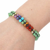 7 Chakra Beads Stone Bracelet Double Layer Stretch Yoga Jewelry