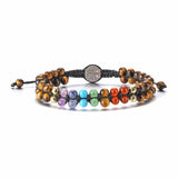 7 Chakra Beads Stone Bracelet Double Layer Stretch Yoga Jewelry
