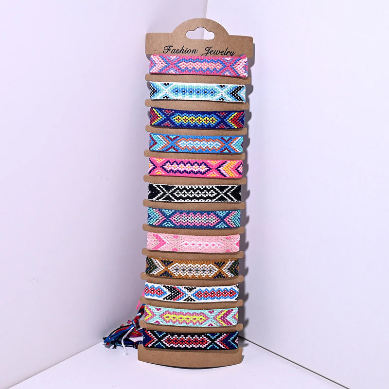 Adjustable Braided Bracelet Boho Woven Tassel Friendship Gift