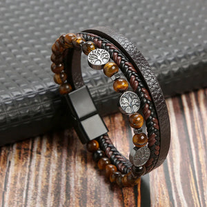 Men's Leather Braided Bracelet Multilayer Retro Bracelet