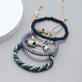 Men's Braided Bracelet Set Natural Stone Wood Beaded