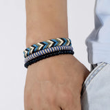 Men's Braided Bracelet Set Natural Stone Wood Beaded
