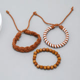 Men's Braided Bracelet Set Natural Stone Wood Beaded