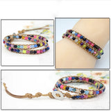 Braided Bracelet Set Beads Wristbands Tribal Linen Cords Wrap Bracelets