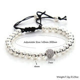 Men's CZ Zircon Pave Copper Ball Bracelet Round 4mm Beads Macrame Party Gift