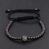 Men's CZ Zircon Pave Copper Ball Bracelet Round 4mm Beads Macrame Party Gift