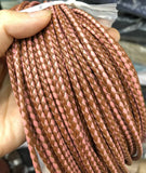 Brown & Pink Braided Leather Bolo Cord 3mm