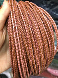Brown & Pink Braided Leather Bolo Cord 3mm