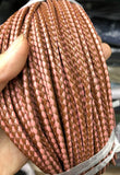 Brown & Pink Braided Leather Bolo Cord 3mm