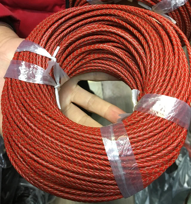 Red Braided Leather Bolo Cord Round 3mm