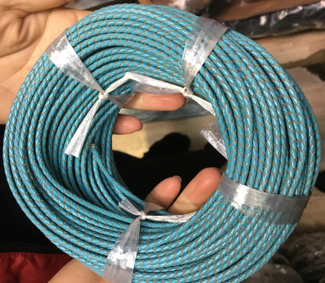 Braided Leather Bolo Cord 3mm for Necklace Bracelet - Sky