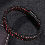Personalized Braided Leather Bracelet Engraved Name Date Stainless Steel Bangle