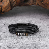Braided Leather Bracelet For Men Magnetic Closure