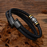 Braided Leather Bracelet For Men Magnetic Closure