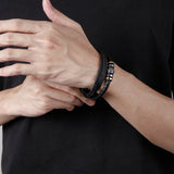 Men's Leather Bracelet 'I Will Always Be with You'