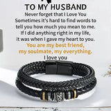 Men's Leather Bracelet 'I Will Always Be with You'