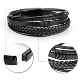 Braided Leather Bracelet with Clasp and Brown Ornaments