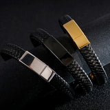 Braided Leather Christian Cross Bracelet Stainless Steel Mens Wrap Bracelets