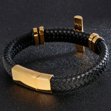 Braided Leather Christian Cross Bracelet Stainless Steel Mens Wrap Bracelets