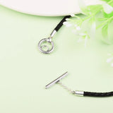 Braided Leather T-bar Bracelet Silver Chain Fits European Bead
