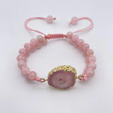 Braided Natural Stone Bracelet Sunflower Agates Trimmed Adjustable