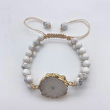 Braided Natural Stone Bracelet Sunflower Agates Trimmed Adjustable