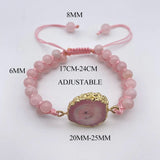 Braided Natural Stone Bracelet Sunflower Agates Trimmed Adjustable