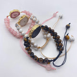 Braided Natural Stone Bracelet Sunflower Agates Trimmed Adjustable
