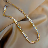 Braided Snake Bone Necklace Titanium Steel Clavicle Chain