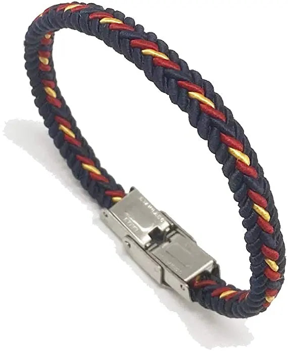 Spain Flag Braided Bracelet with Metallic Closure