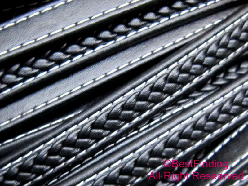 Braided 12x6mm Leather Cord Men's Bracelet Cord
