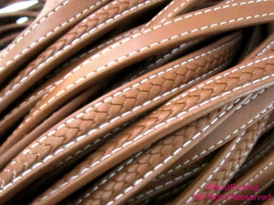 Braided Leather Cord 12x6mm for Men's Bracelet, Brown