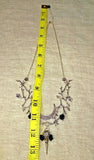 Branch Twig Necklace Halloween Crow Skull and Flowers Lace Moon Pendant