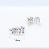 Branch Earrings Silver Leaves Crystals Women Novelty