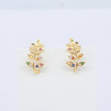 Branch Earrings Silver Leaves Crystals Women Novelty