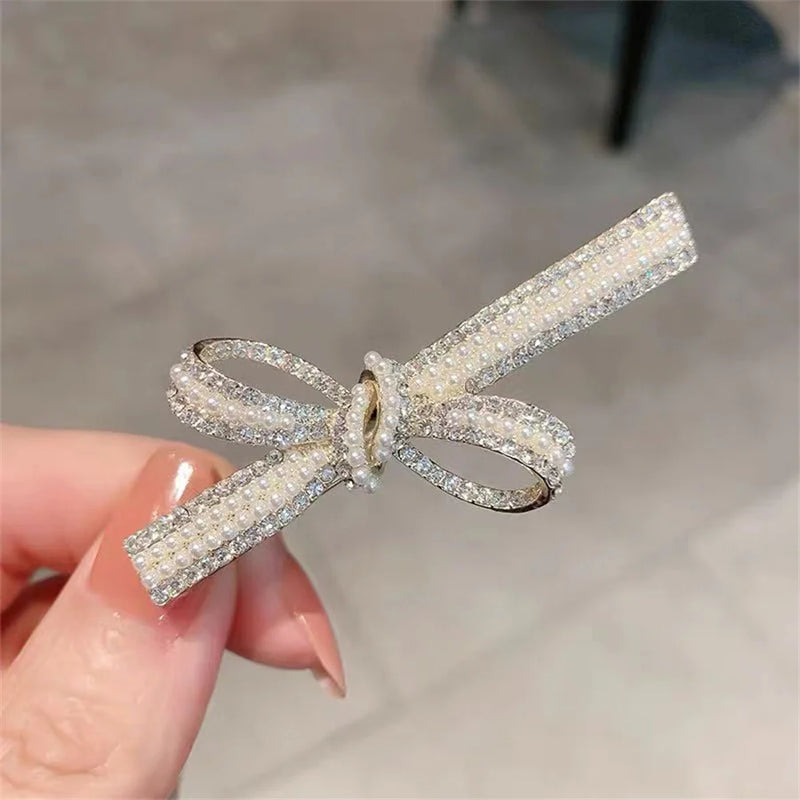 Retro Rhinestone Hair Clips For Women Ponytail Headwear