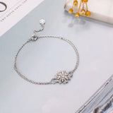 925 Sterling Silver Snowflake Bracelet Bangle Wedding Jewelry for Women