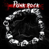316L Stainless Steel Punk Skull Bead Men's Link Strand Hand Chain