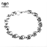 316L Stainless Steel Punk Skull Bead Men's Link Strand Hand Chain