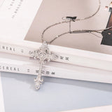 925 Silver Diamond Painting Full Palace Cross Pendant Necklace
