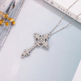 925 Silver diamond painting full palace Cross Pendant Necklace for women men