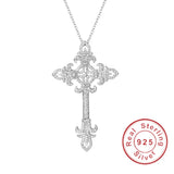 925 Silver diamond painting full palace Cross Pendant Necklace for women men