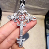 925 Silver Diamond Painting Full Palace Cross Pendant Necklace