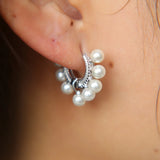 9pc Pearl HOOP Earrings Pink Rose AAAAA Freshwater Artificial Pearl S925