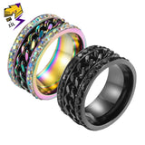 Rotatable Chain Ring Bling Crystal Couple Jewelry