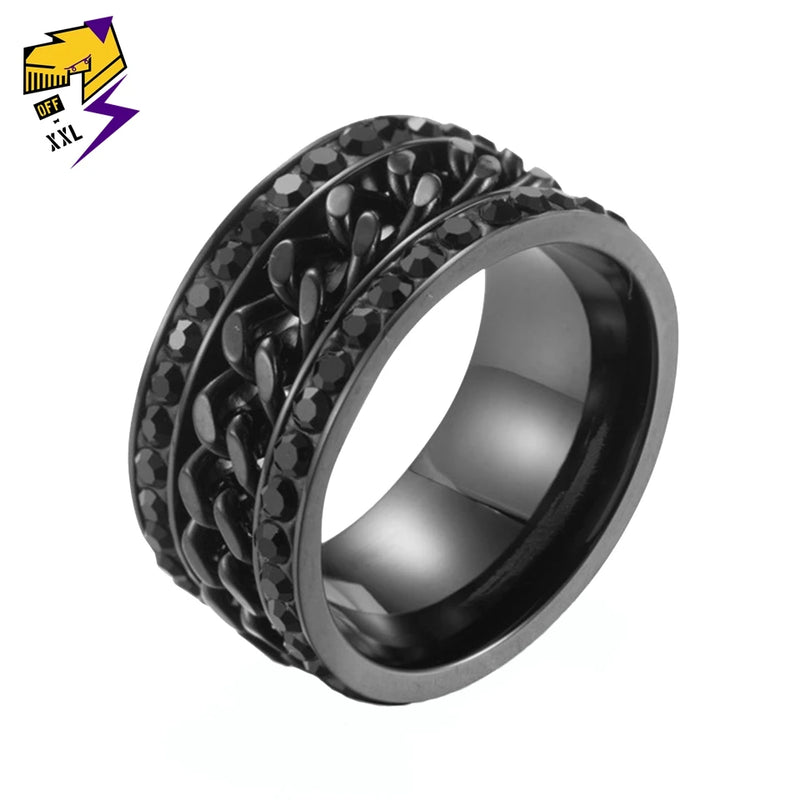 Rotatable Chain Ring Bling Crystal Couple Jewelry