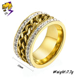 Rotatable Chain Ring Bling Crystal Couple Jewelry