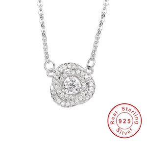 5A Zircon Cz Real 925 Sterling silver Wedding Pendant with Necklace