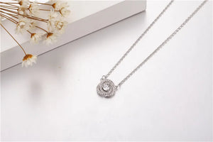5A Zircon Cz Real 925 Sterling silver Wedding Pendant with Necklace