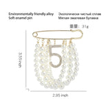 Crystal Rhinestones Pearls Safety Pin Brooch